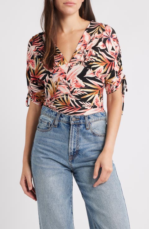 Floral Print Empire Waist Jersey Top