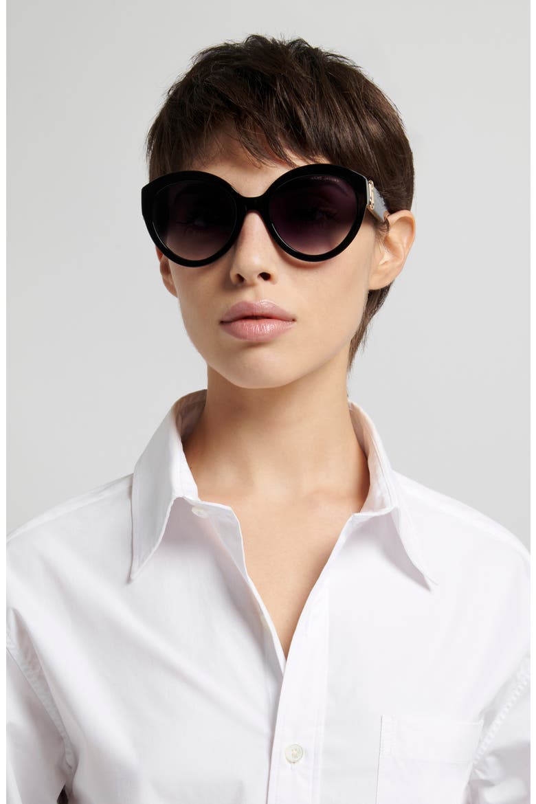56mm Cateye Sunglasses, Alternate, color, BLACK/ DARK GREY SF