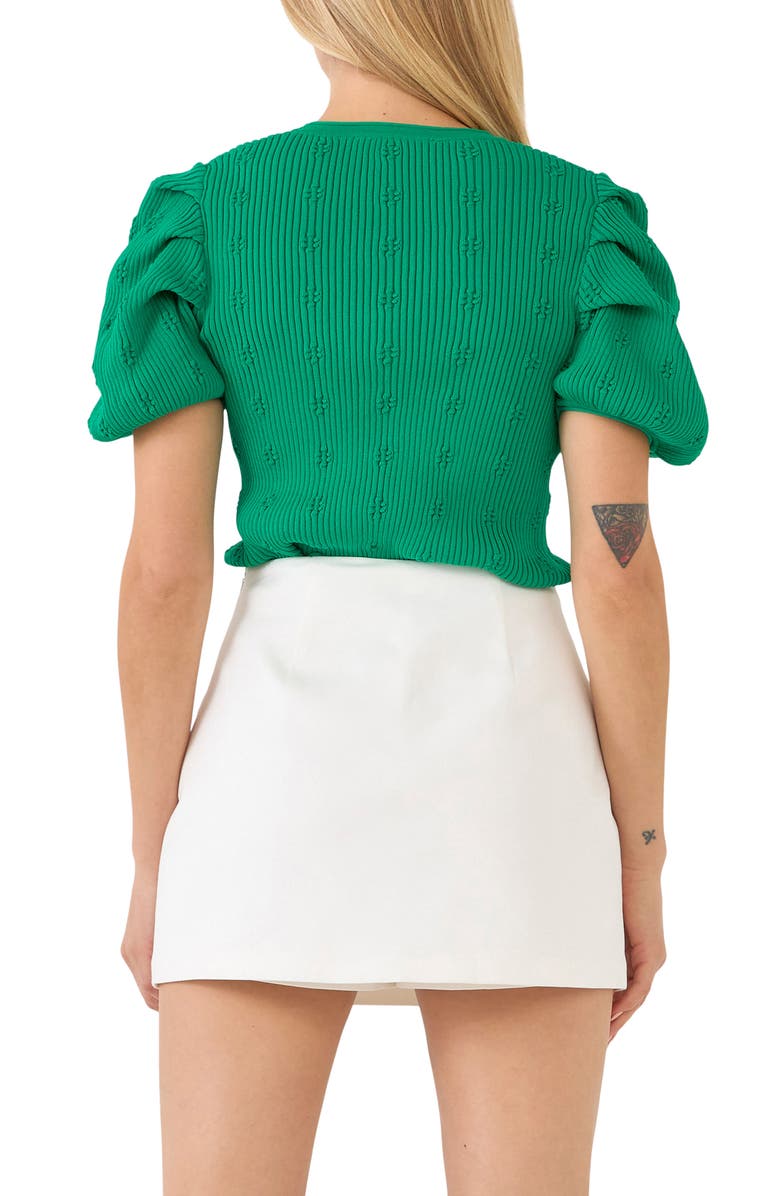 Endless Rose Puff Sleeve Cardigan, Alternate, color, Green