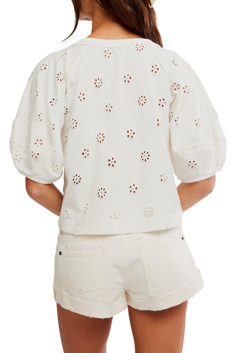 Free People Jessie Eyelet Puff Sleeve Top, Alternate, color, 