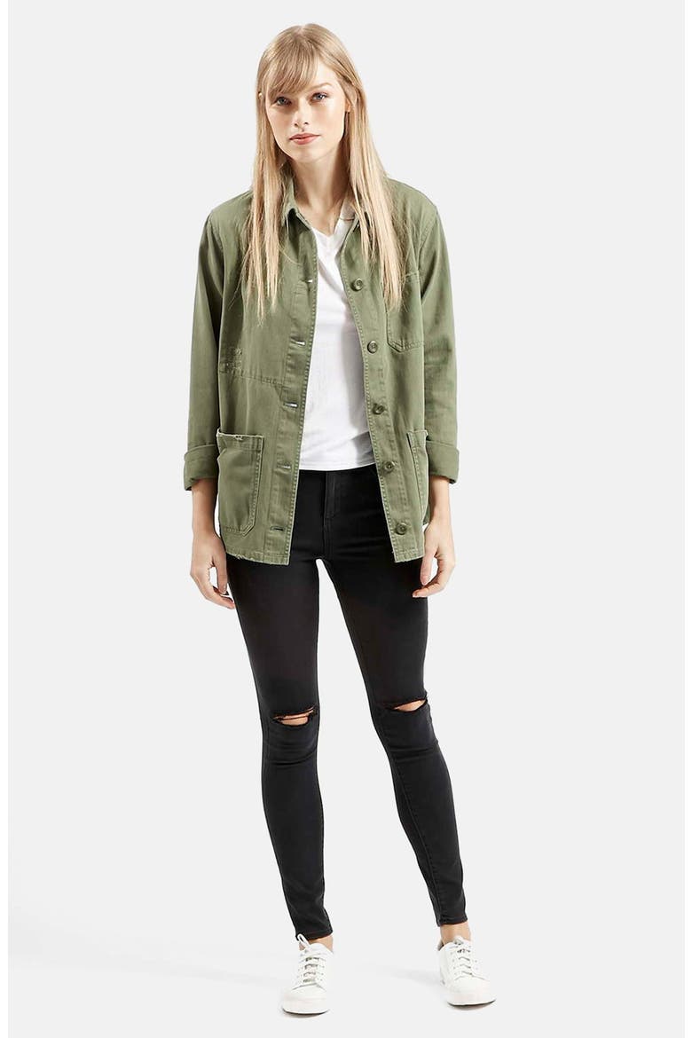Moto 'Leigh' Ripped Skinny Jeans, Alternate, color, BLACK