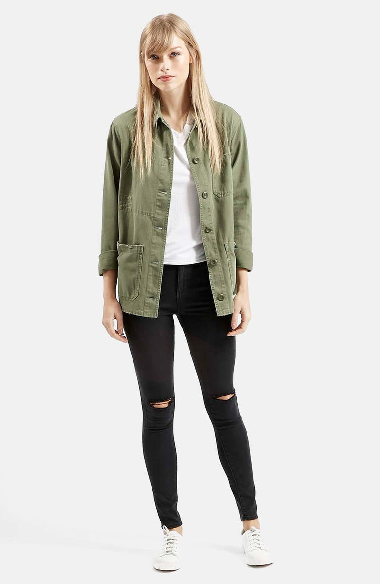 Topshop Moto 'Leigh' Ripped Skinny Jeans, Alternate, color, 