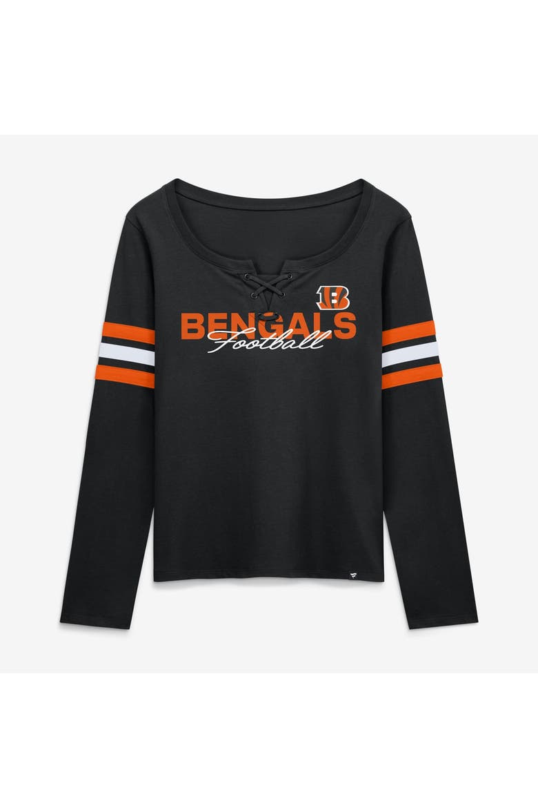 Women's Fanatics  Black Cincinnati Bengals Team First Coverage Scheme Lace-Up Long Sleeve T-Shirt, Main, color, Black