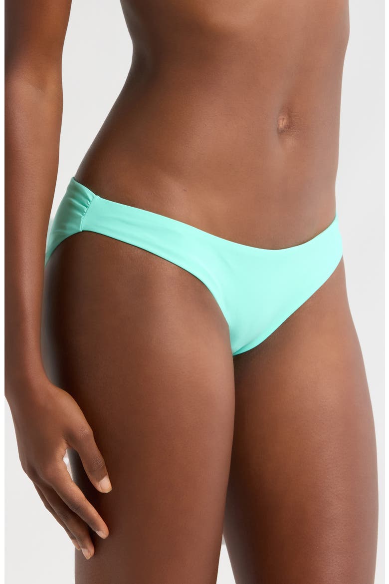 Ruched Hipster Bikini Bottoms, Alternate, color, SEAFOAM