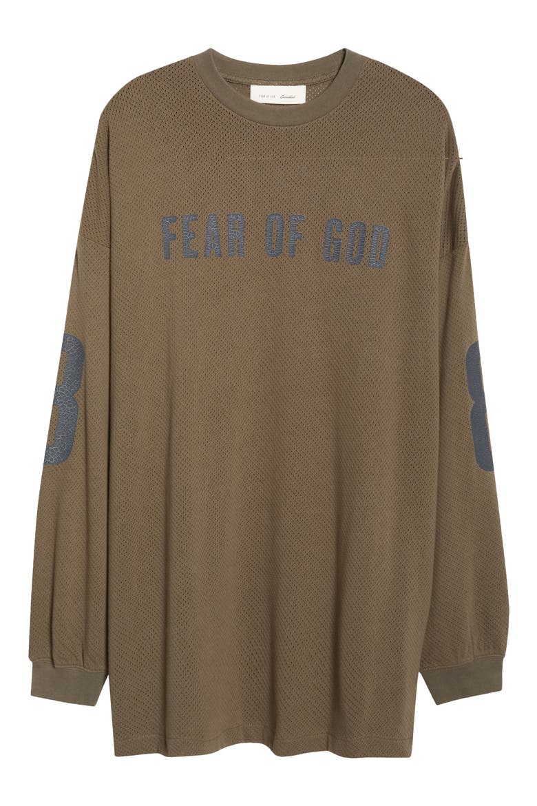 Merch Oversize Long Sleeve Cotton Mesh Graphic T-Shirt, Main, color, MOSS