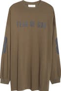 Fear of God Essentials Merch Oversize Long Sleeve Cotton Mesh Graphic T-Shirt