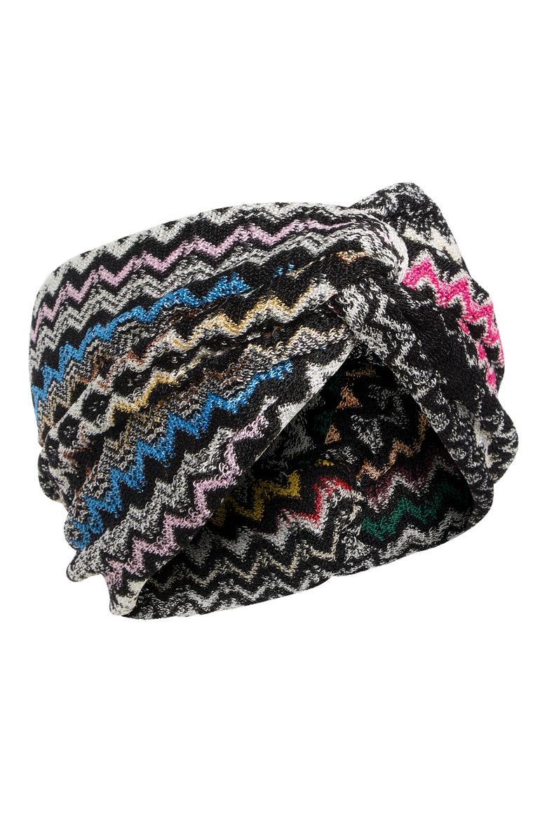 Knotted Zigzag Headband, Main, color, 0001 BLACK MULTI