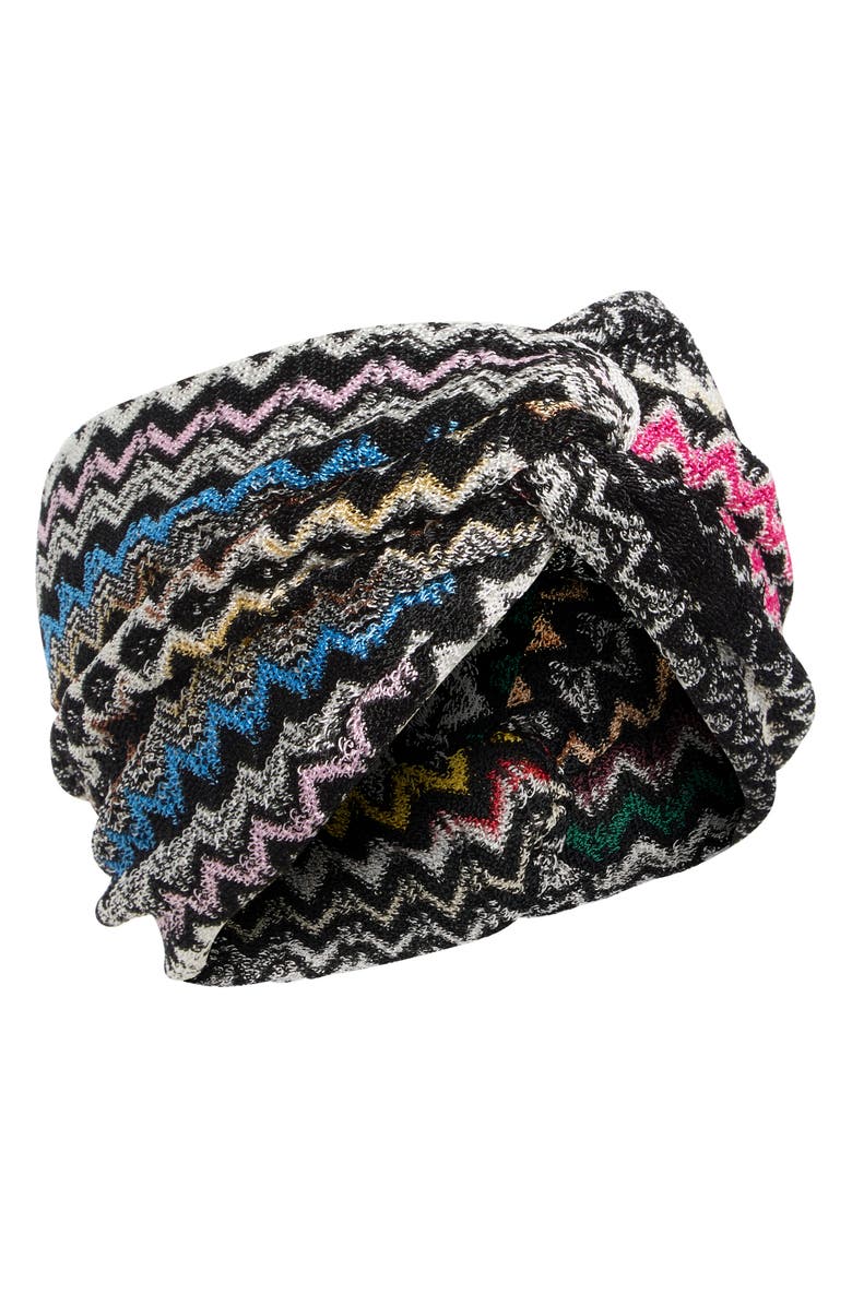 Missoni Knotted Zigzag Headband, Main, color, 0001 Black Multi