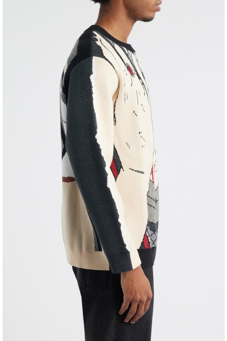 Mangekyo Meltdown Jacquard Graphic Crewneck Sweater, Alternate, color, IVORY MULTI