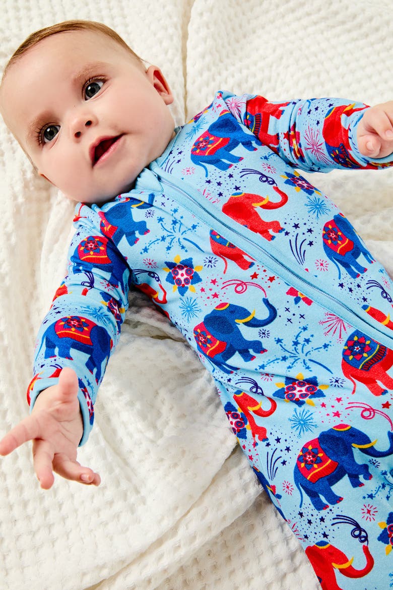 Soft & Stretchy Zipper Footie - Diwali Celebration, Alternate, color, Diwali Celebration
