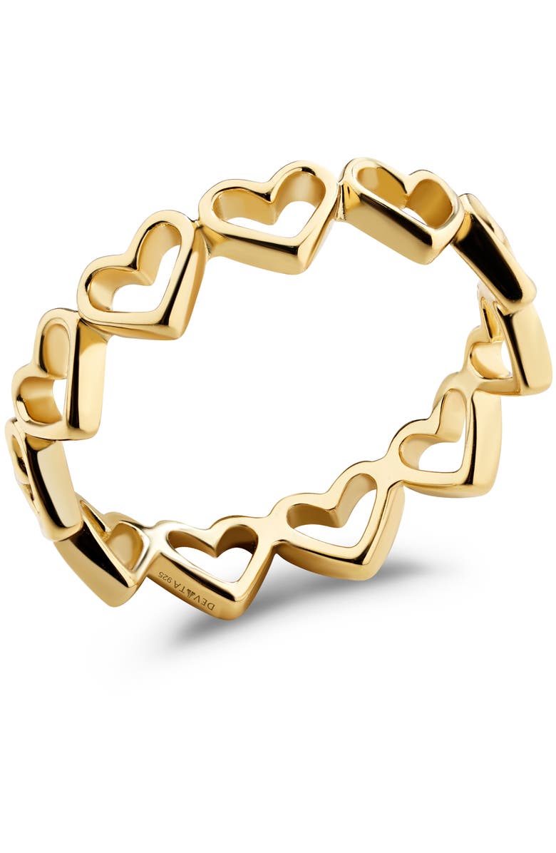 DEVATA Open Heart Eternity Ring in Gold Plated Sterling Silver, Alternate, color, Yellow Gold