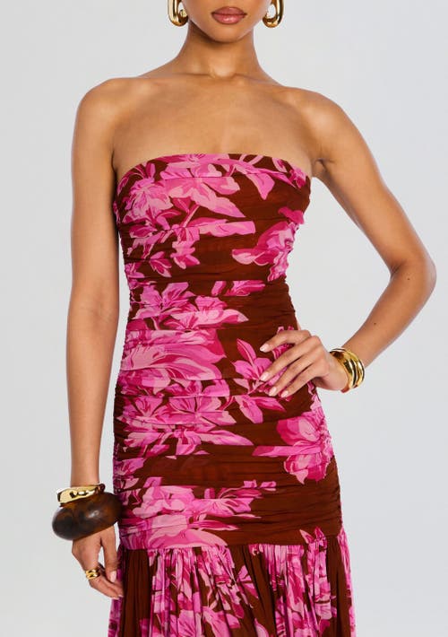 Retroféte Teryn Silk Chiffon Strapless Maxi Dress In Camellia Reverie