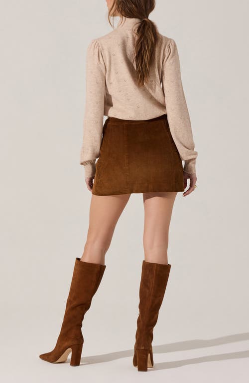 Astr The Label Ovalia Scarf Neck Pointelle Detail Sweater In Brown