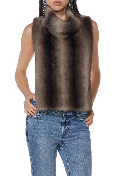 Cowl Neck Faux Fur Tank