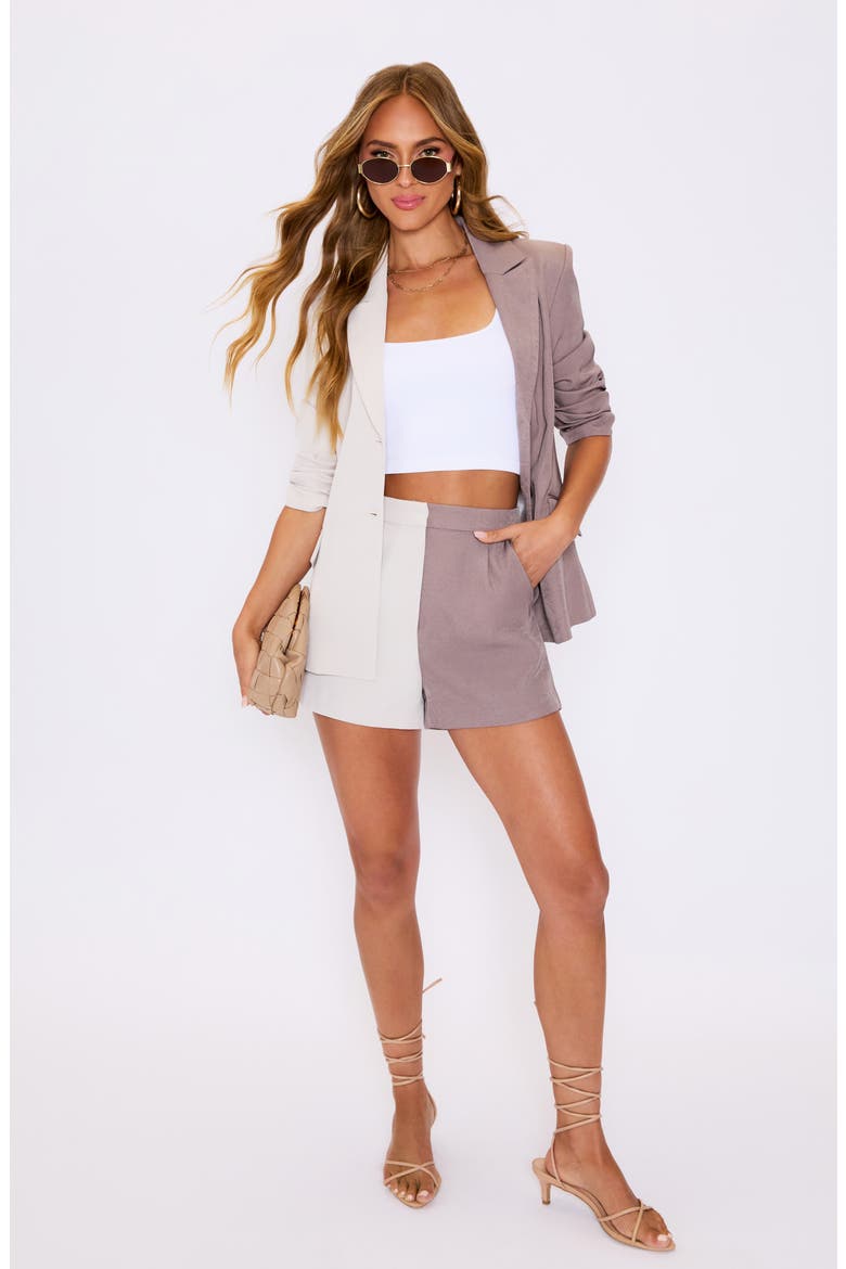 Back to Business Colorblock Shorts, Alternate, color, BROWN/ WHITE MULTI
