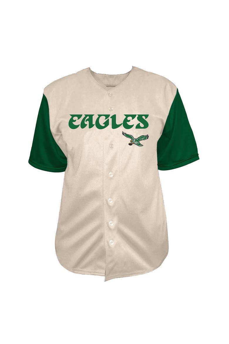 Men's Fanatics Saquon Barkley Cream Philadelphia Eagles Big & Tall Baseball Button-Up Shirt, Alternate, color, Cream