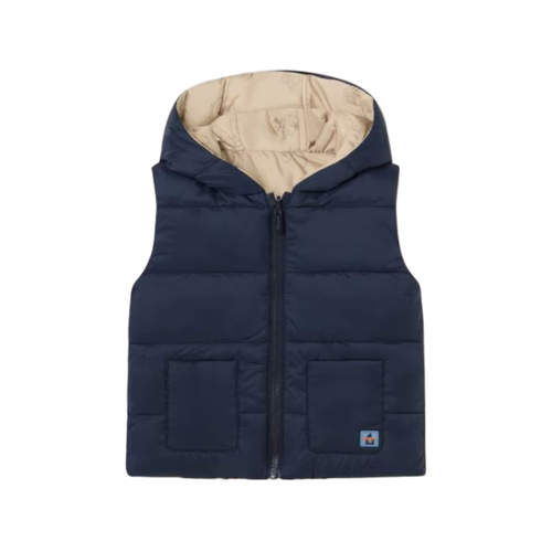 Mayoral Reversible Printed Padded Gilet In Blue