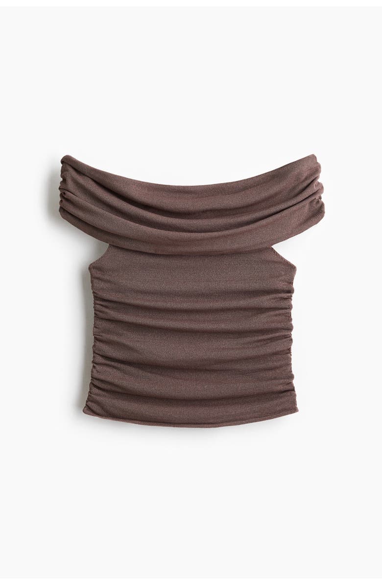 H&M Draped Off-the-shoulder Top, Main, color, Taupe