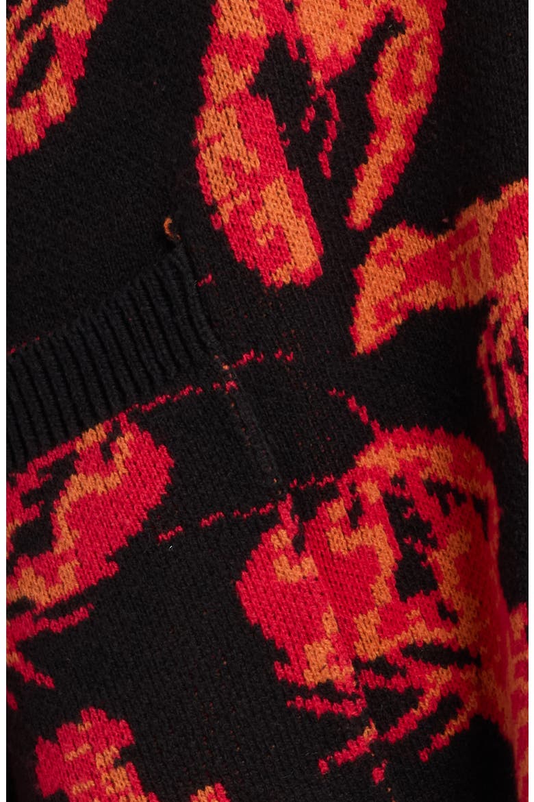 You're My Lobster Oversized Cardigan, Alternate, color, BLACK WITH RED LOBSTERS
