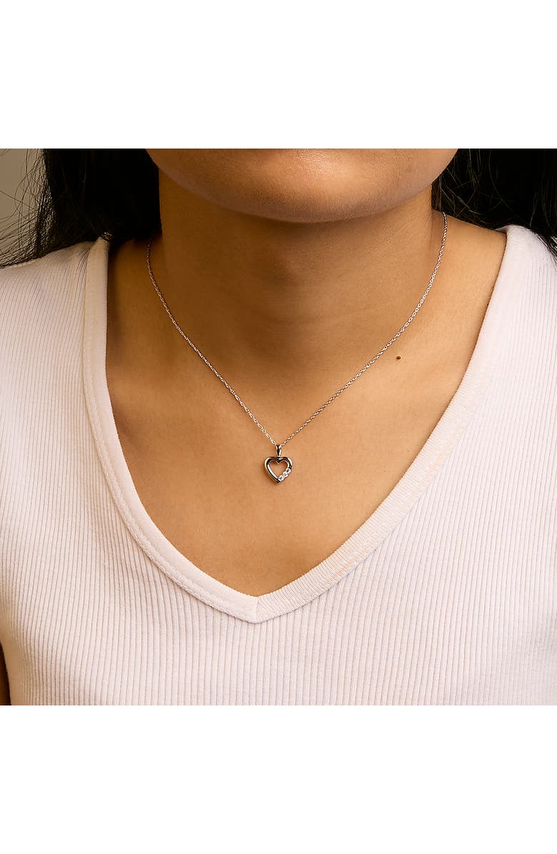 Haus of Brilliance Silver Lab Grown Diamond 1/4 Cttw Three Stone Heart Pendant Necklace, Alternate, color, White