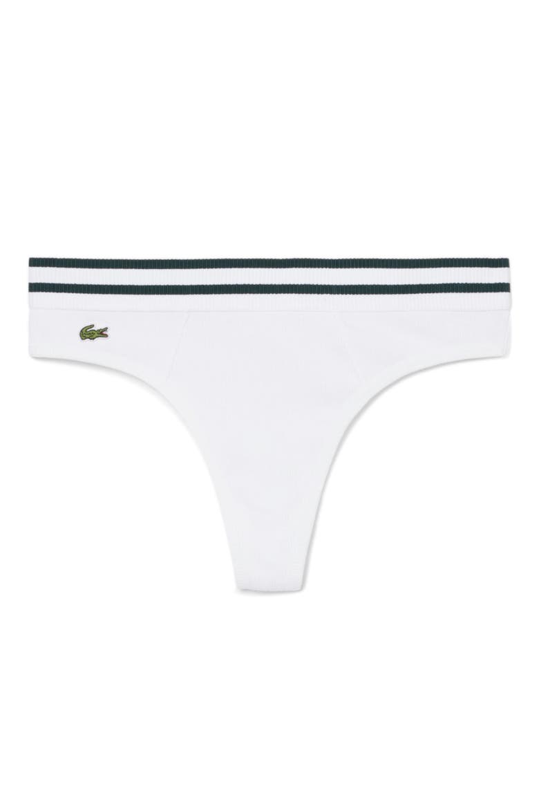 Cotton Blend Rib Thong, Alternate, color, 001 - BLANC