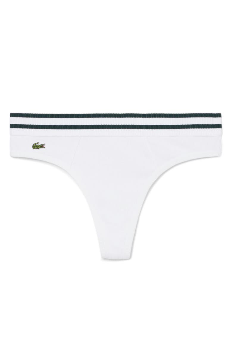 Lacoste Cotton Blend Rib Thong, Alternate, color, White