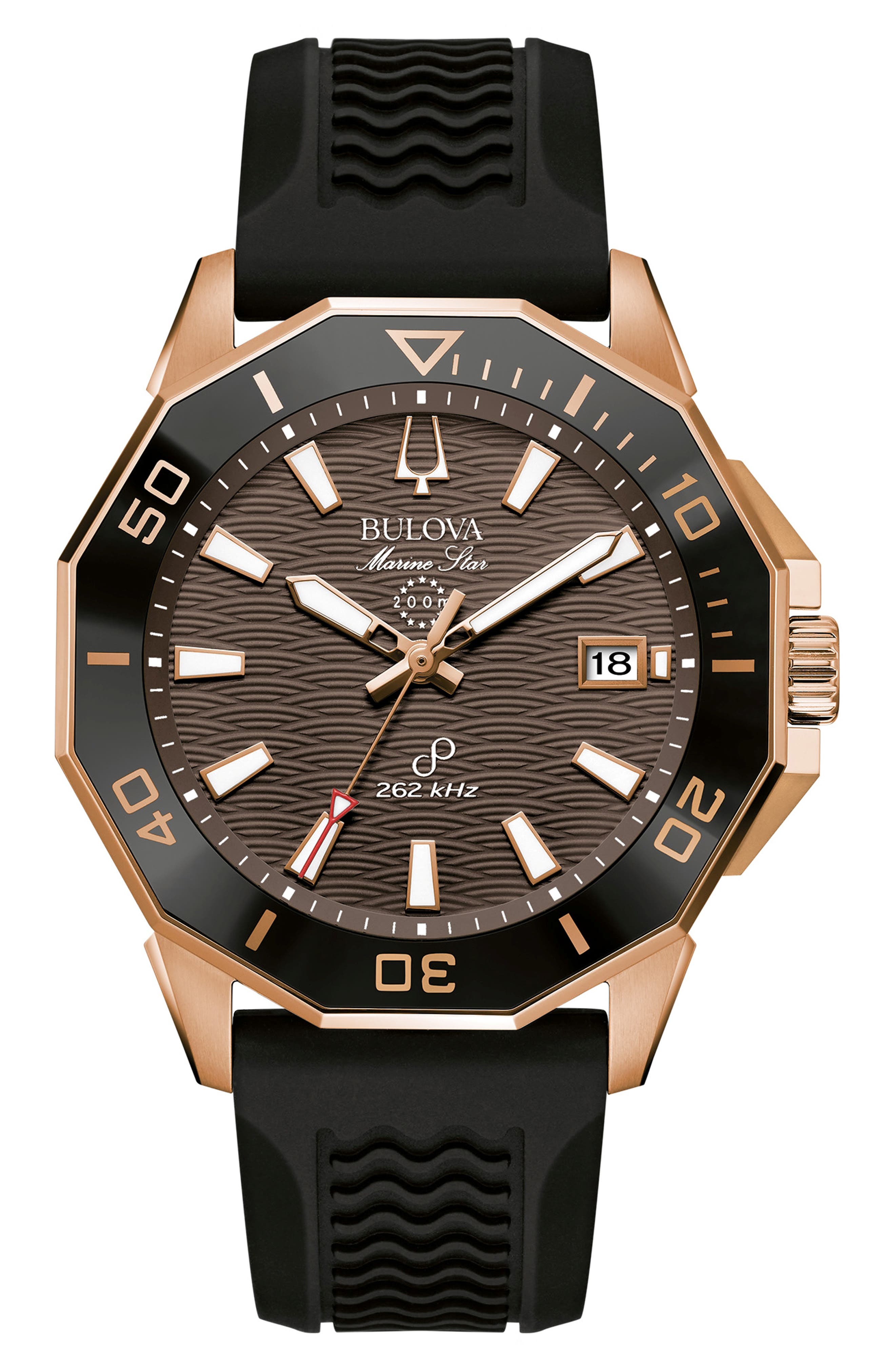 BULOVA Marine Star Precisionist Silicone Strap Watch, 43mm