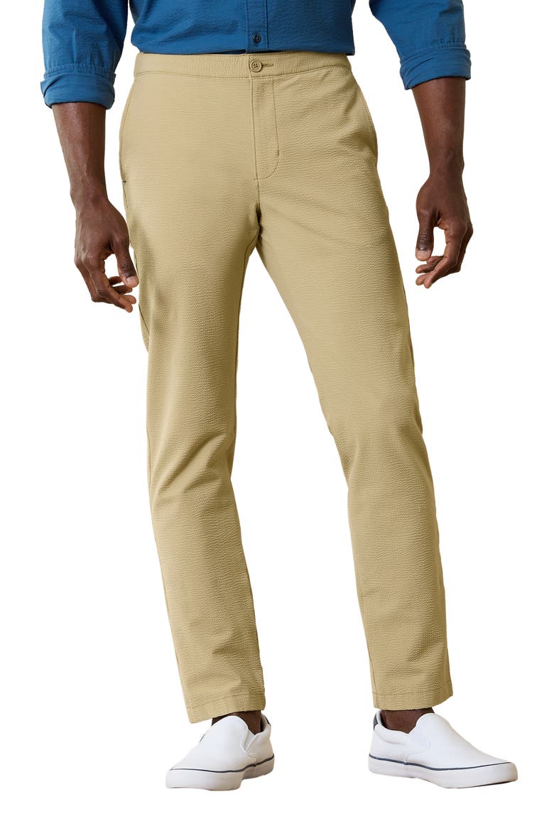 Nova Weave Flat Front Performance Seersucker Pants, Main, color, STONE KHAKI