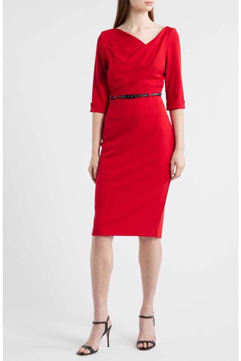 Jackie O Sheath Dress, Main, color, RED
