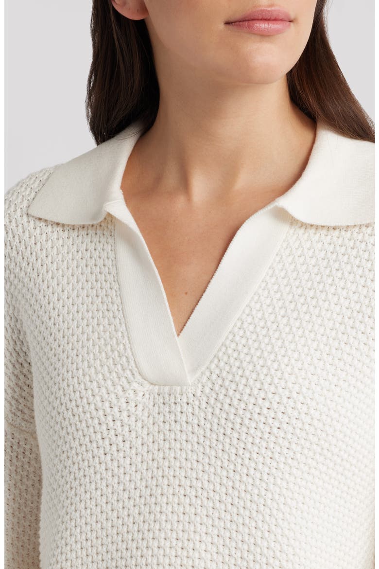Remy Johnny Collar Sweater, Alternate, color, WHITE/ SUMMER ROUGE