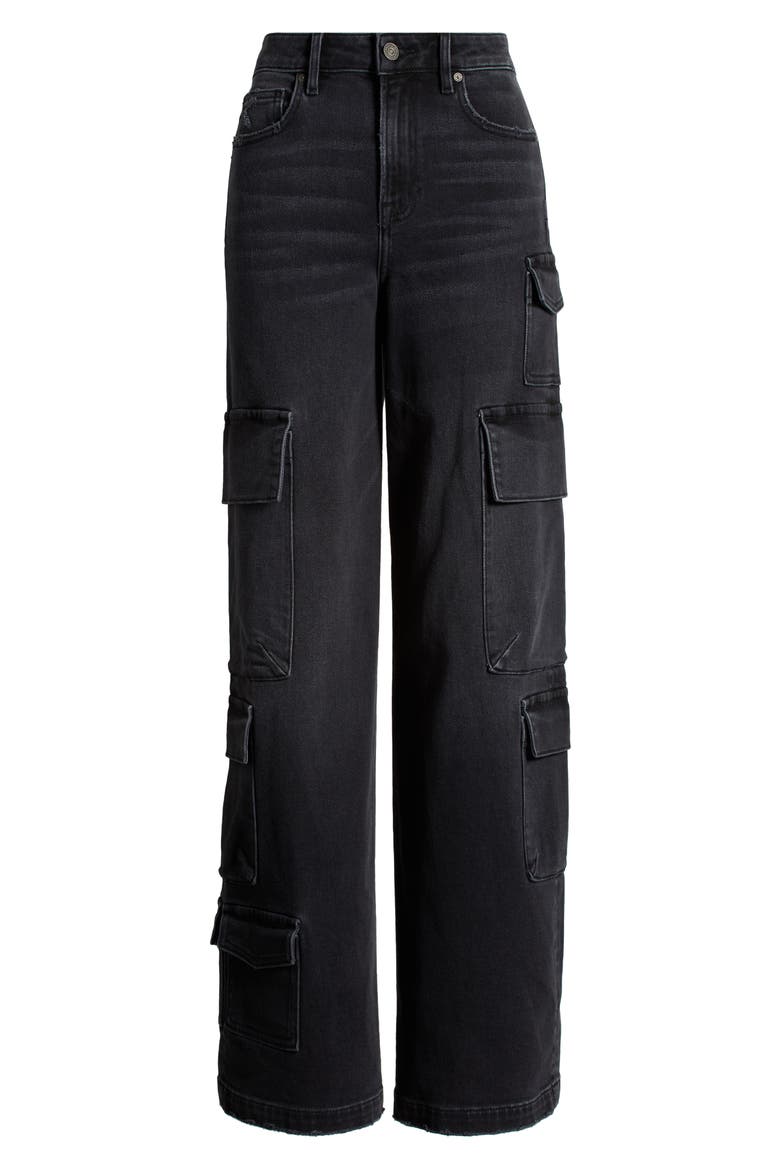 High Waist Wide Leg Cargo Jeans, Alternate, color, CHARCOAL
