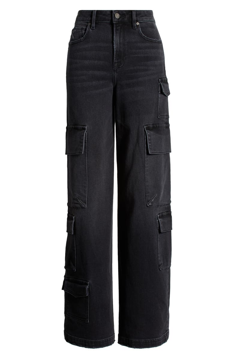 HIDDEN JEANS High Waist Wide Leg Cargo Jeans, Alternate, color, Charcoal