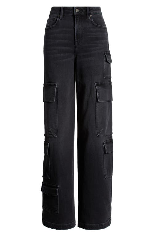Shop Hidden Jeans High Waist Wide Leg Cargo Jeans In Charcoal
