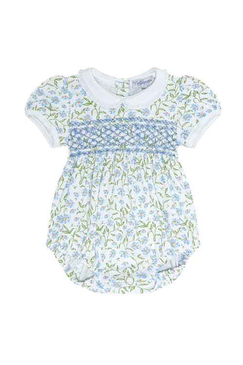 Nellapima Blue Vines Print Smocked Bubble In Blue