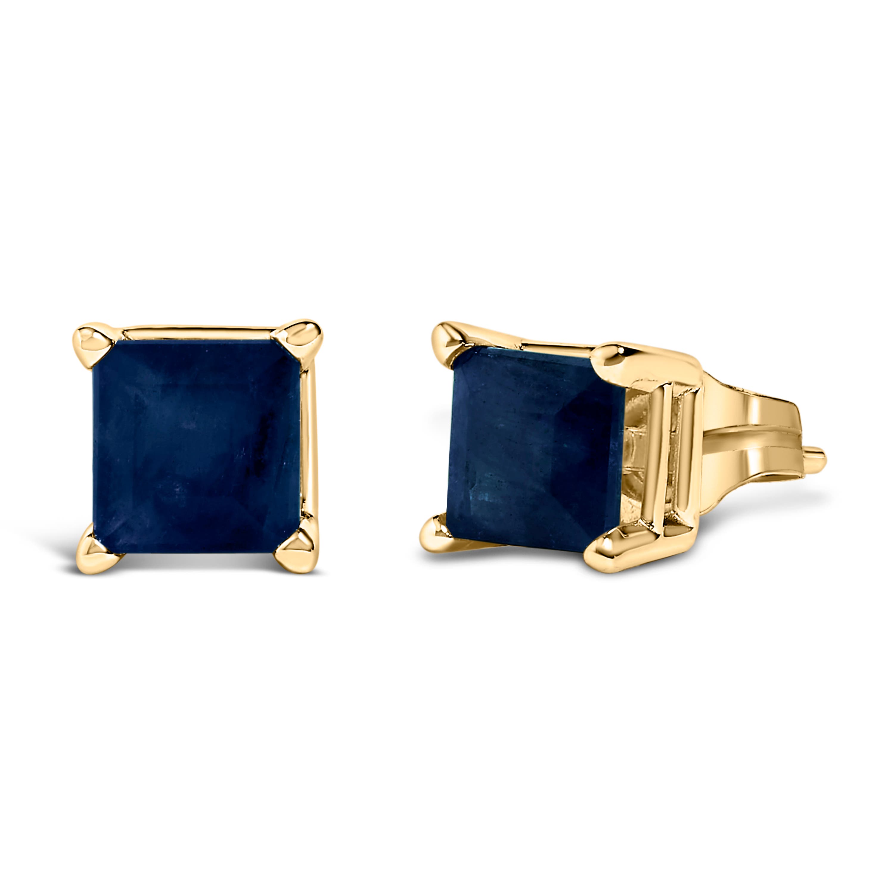 Haus of Brilliance 14K Gold 5x5MM Princess Cut Gemstone Solitaire Stud ...