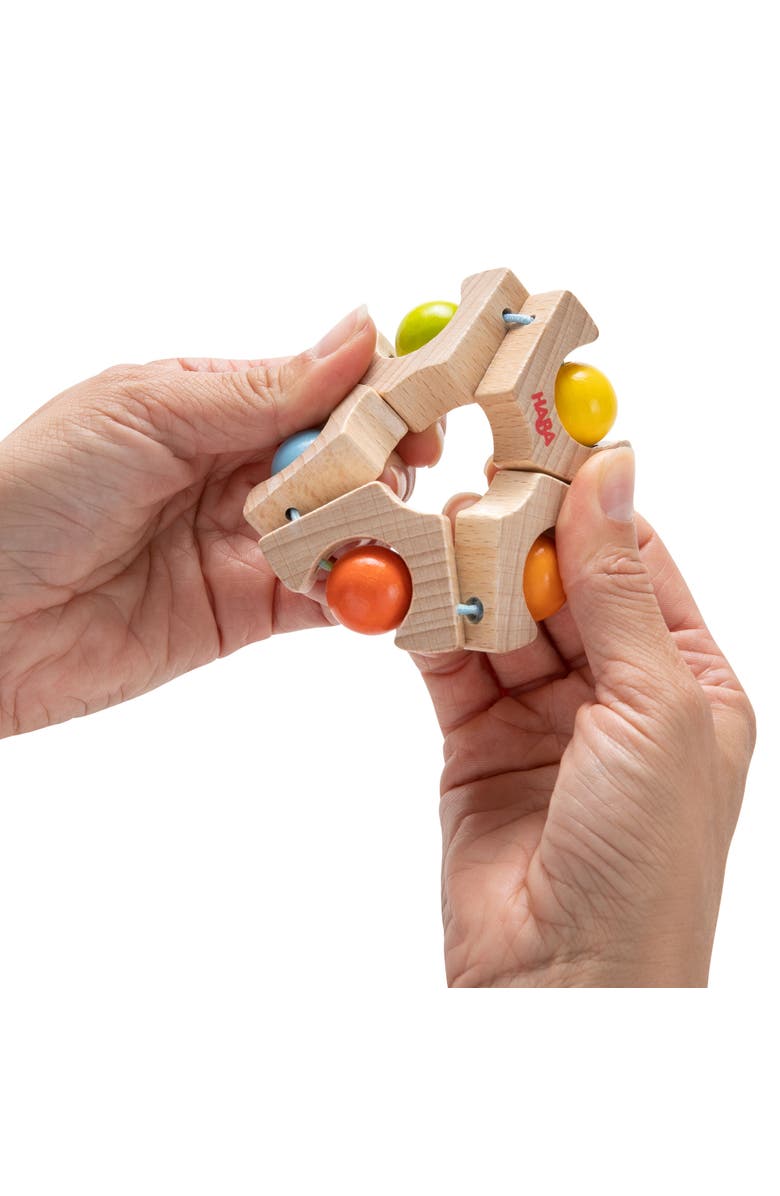 HABA Rainbow Ball Wooden Baby Teething Toy & Montessori Grasping Wooden Rattle, Sensory Toys for Babies, Baby Grasping Toys for 6-12 Months, Alternate, color, Multi