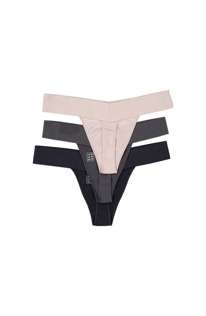 BRABAR Comfy Undies Midi Thong, Alternate, color, Black, Asphalt, Mushroom