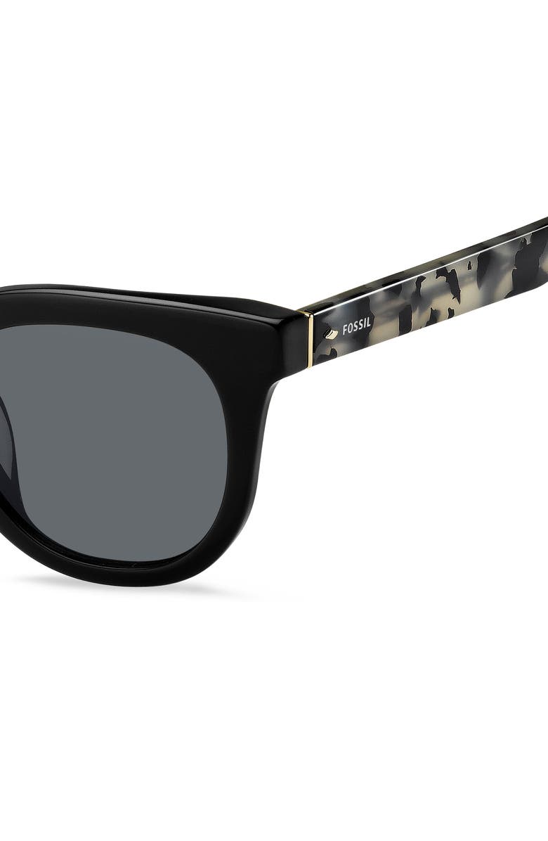 Fossil 48mm Round Sunglasses, Alternate, color, Black
