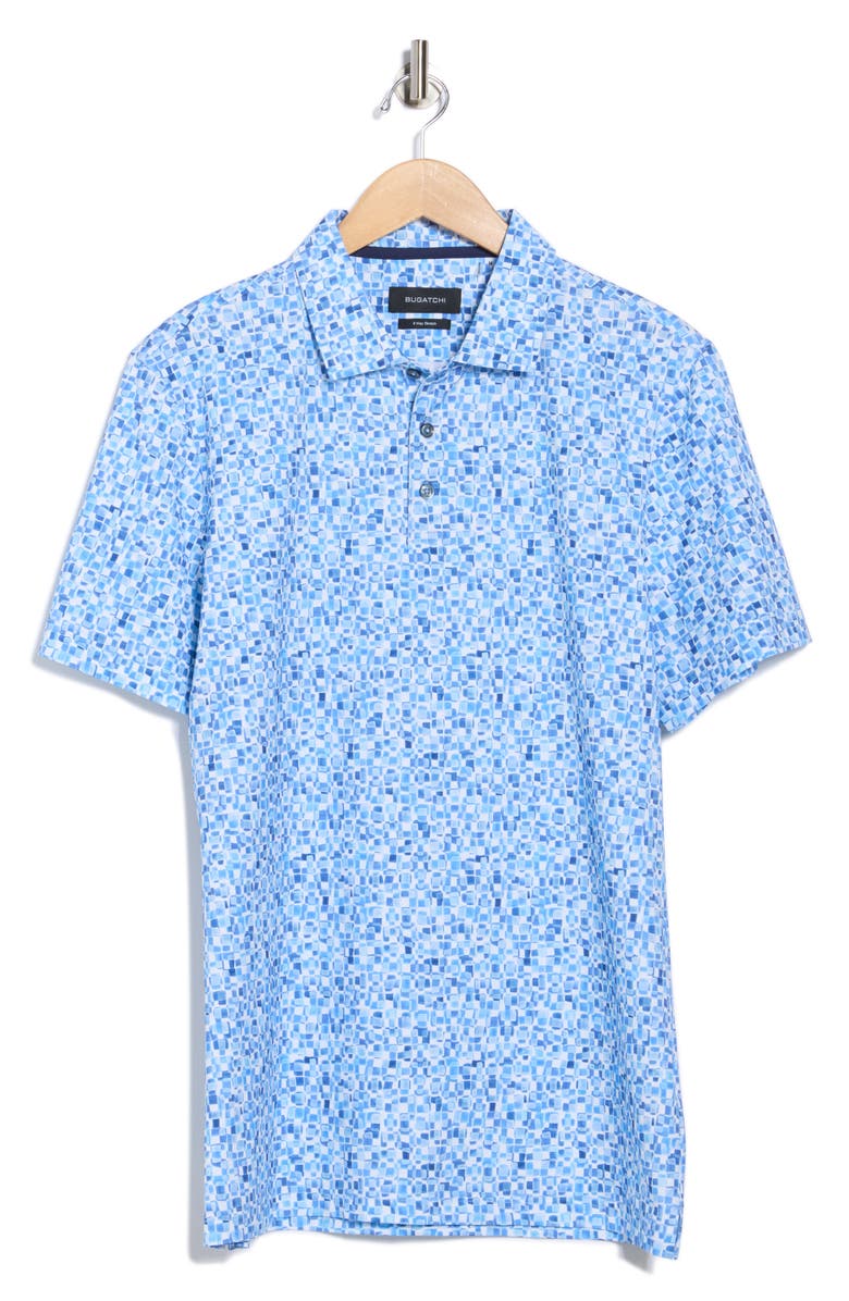 Bugatchi Victor Short Sleeve 8-Way Stretch OoohCotton<sup>®</sup> Knit Polo, Alternate, color, French Blue
