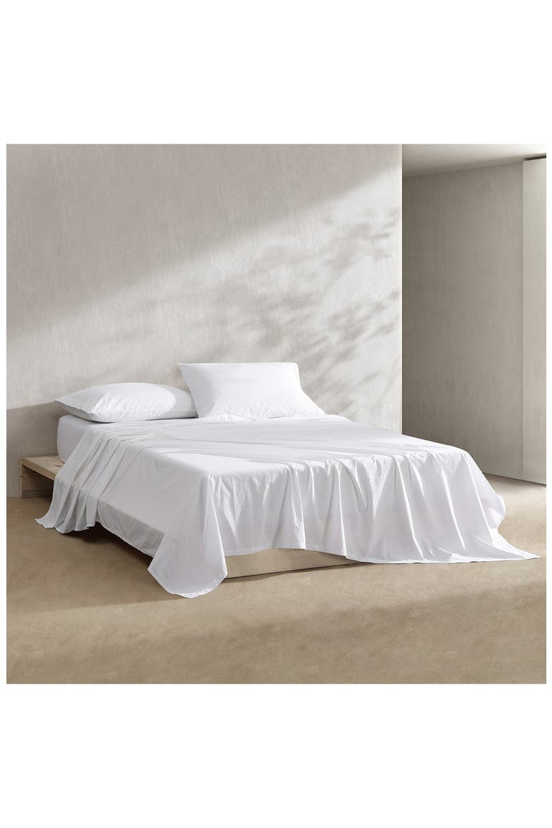 Washed 200 Thread Count Percale Sheet Set, Alternate, color, WHITE