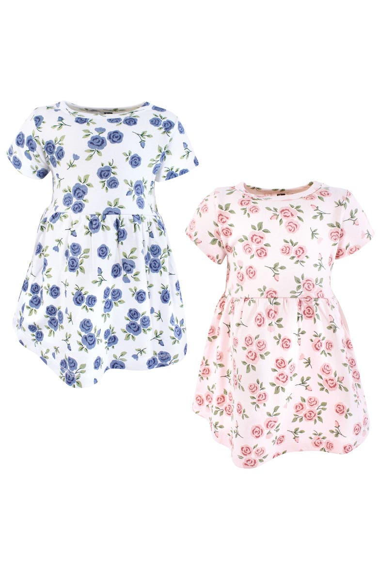 2Pk Baby Dress Set, Main, color, Pink And Blue Roses