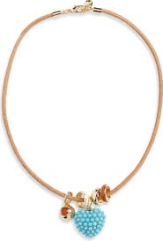 ROXANNE ASSOULIN Heart Charm Leather Cord Necklace