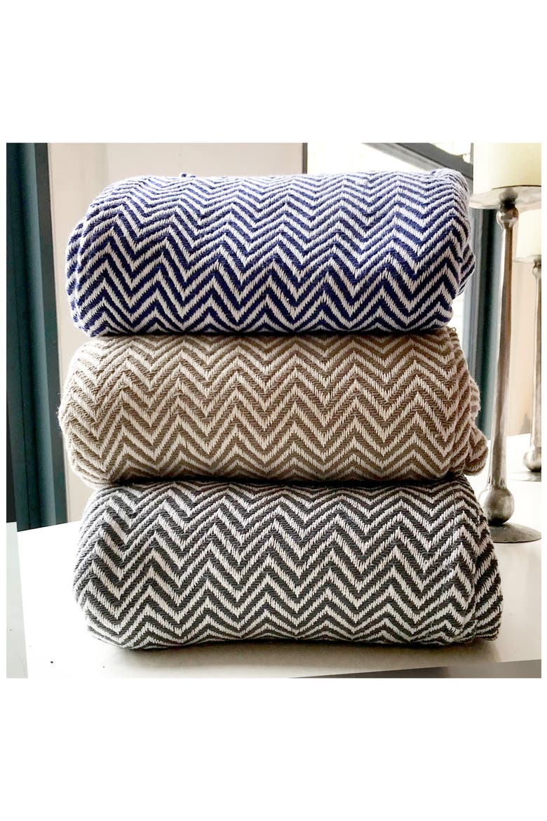 Cotton Herringbone Blanket, Alternate, color, GREY