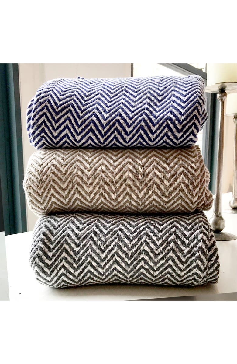 MELANGE HOME Cotton Herringbone Blanket, Alternate, color, Grey