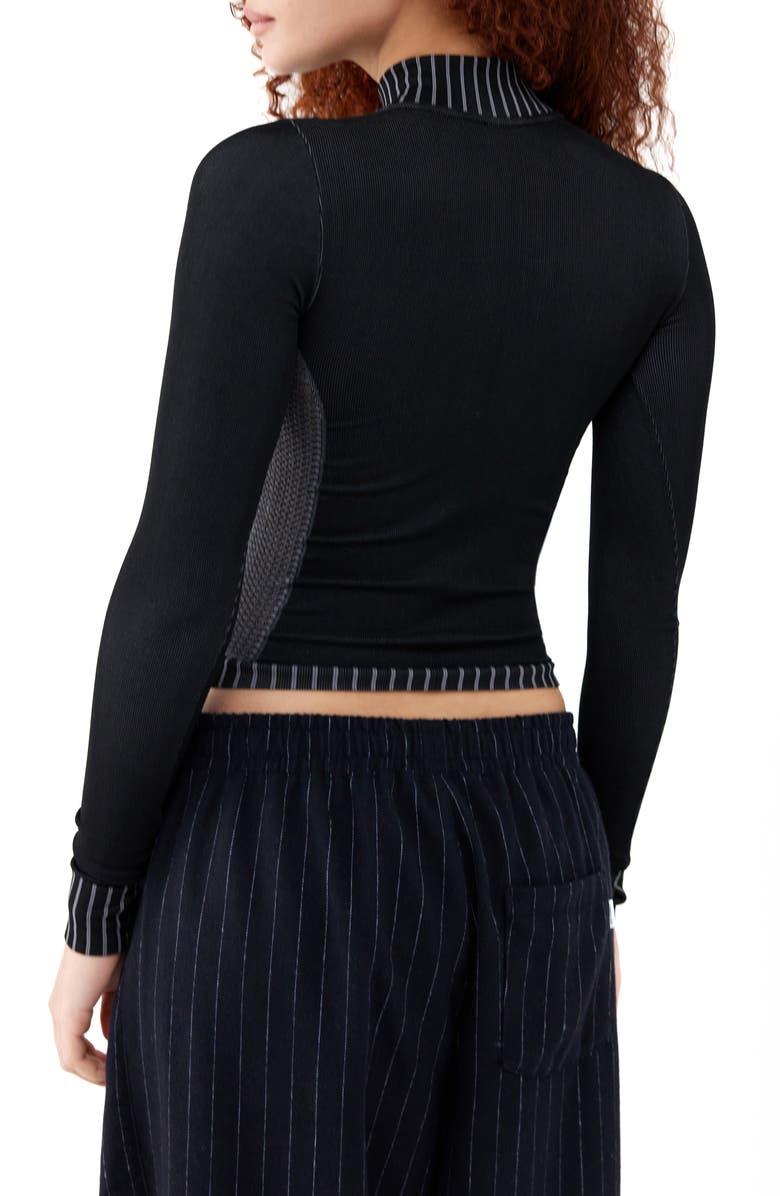 Iets Frans Lara Mock Neck Long Sleeve Zip Top, Alternate, color, Black