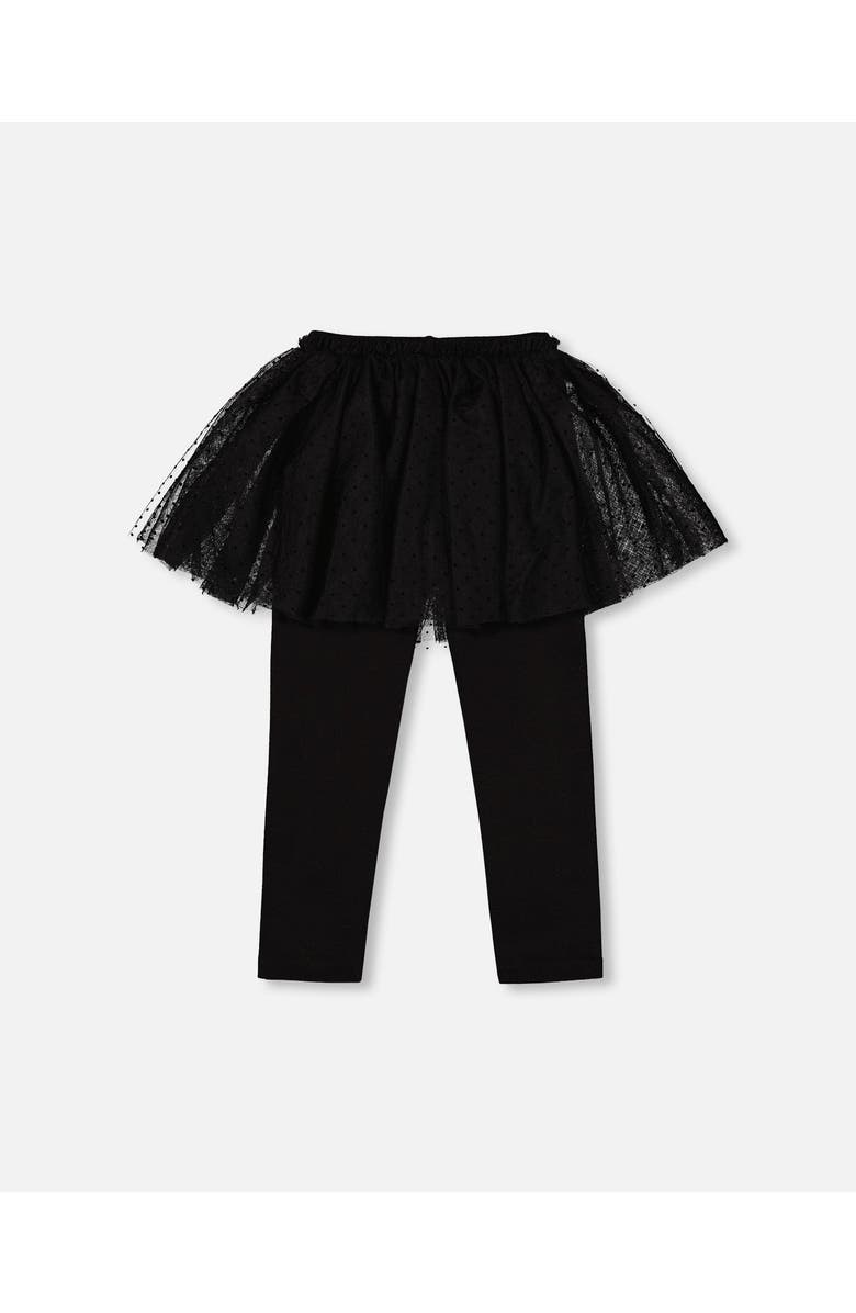 Deux par Deux Leggings with Tulle Skirt, Alternate, color, Black