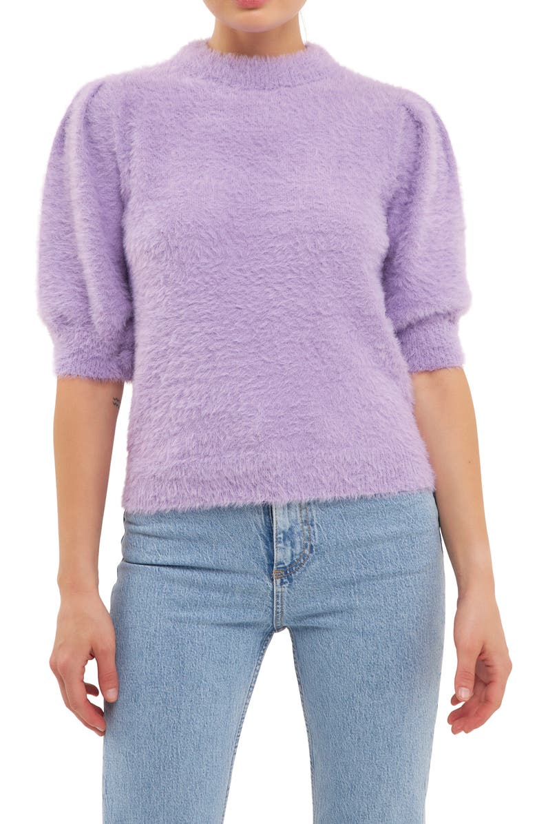 Endless Rose Plush Puff Sleeve Sweater, Alternate, color, 