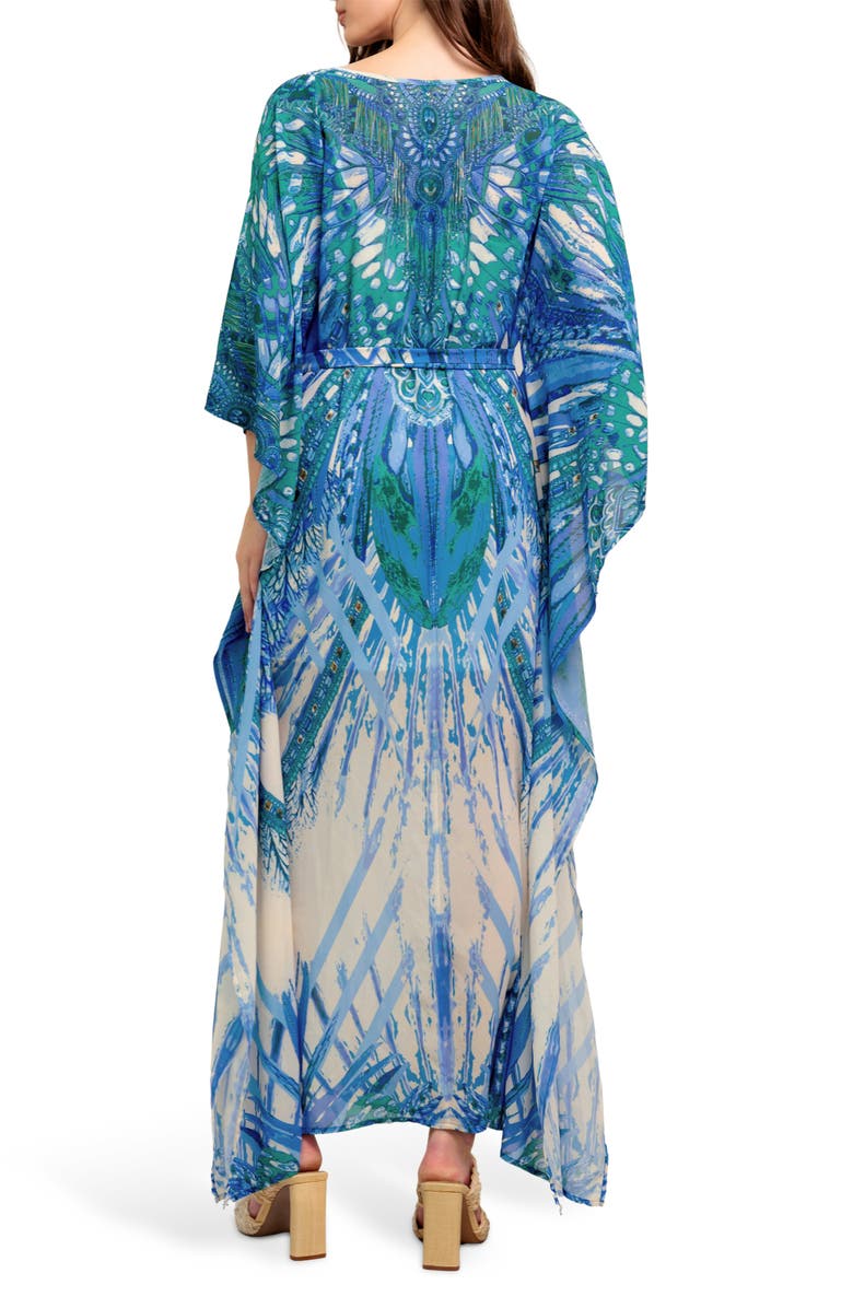 FLYING TOMATO Batwing Sleeve Caftan Maxi Dress, Alternate, color, Blue Multi