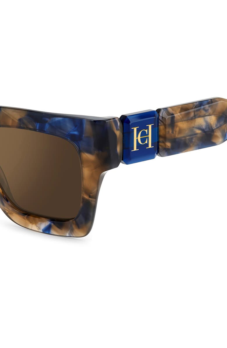 Carolina Herrera Her 49mm Square Sunglasses, Alternate, color, Blue Havana/ Gold Sp