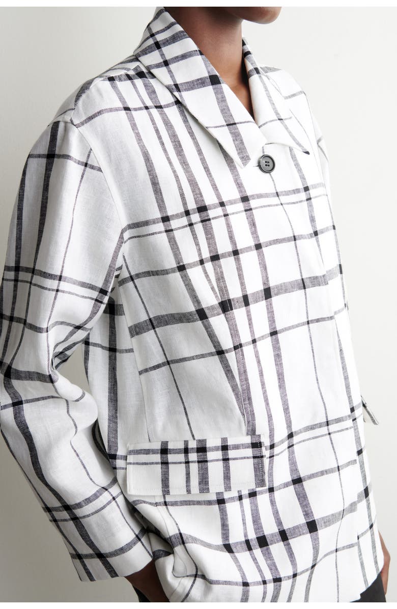 COS Checked Linen Blazer, Alternate, color, White / Black / Checked